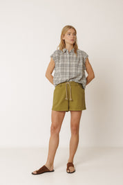 Shop Indi & Cold Lore Frayed Cotton Shirt Carbon - Indi & Cold