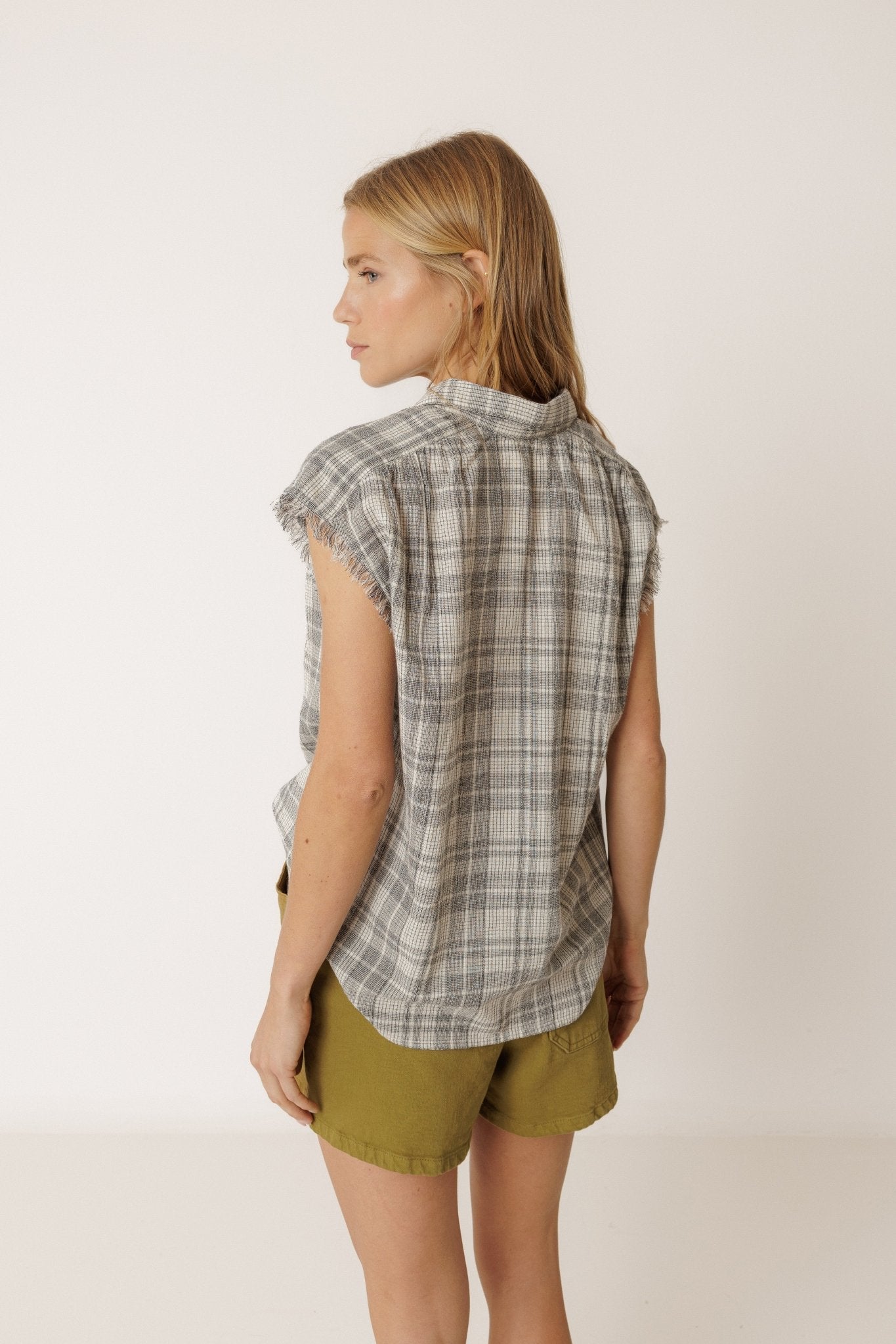 Shop Indi & Cold Lore Frayed Cotton Shirt Carbon - Indi & Cold
