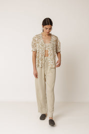 Shop Indi & Cold Micro Ruffle Shirt Khaki - Indi & Cold