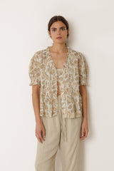 Indi & Cold Micro Ruffle Shirt Khaki