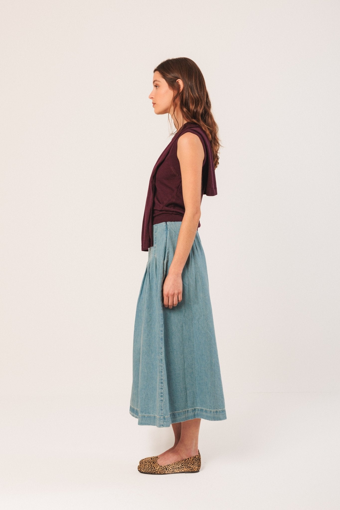 Shop Indi & Cold Pleated Denim Skirt - Indi & Cold