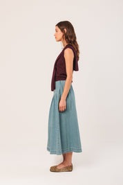 Shop Indi & Cold Pleated Denim Skirt - Indi & Cold