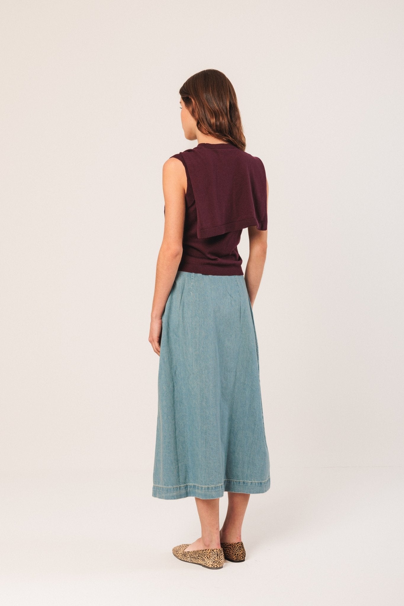 Shop Indi & Cold Pleated Denim Skirt - Indi & Cold