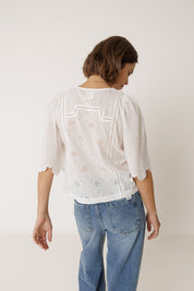 Shop Indi & Cold Schiffli Embroidered Boxy Shirt - Indi & Cold