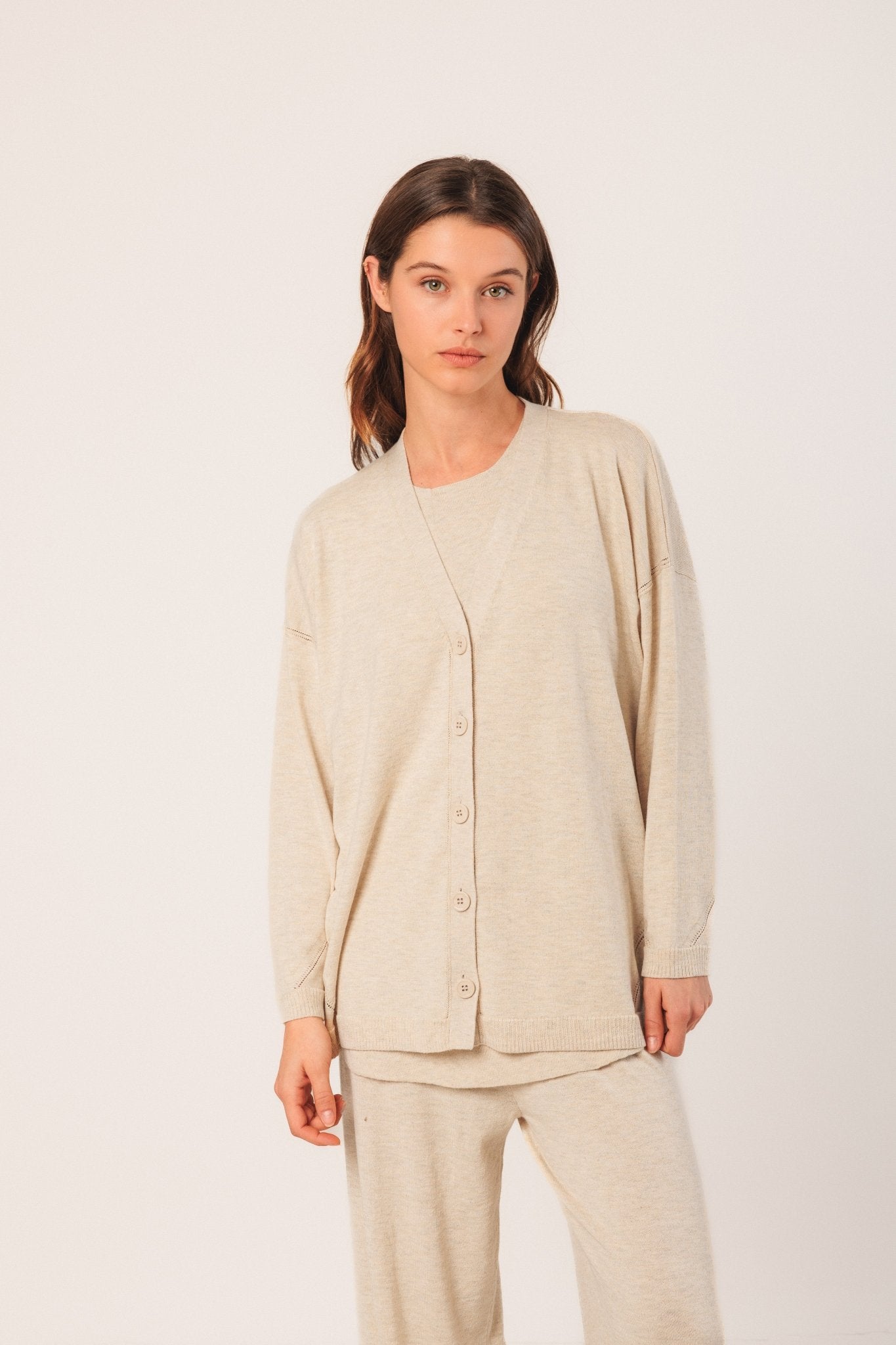 Shop Indi & Cold Seawool V - Neck Slouch Cardigan - Indi & Cold
