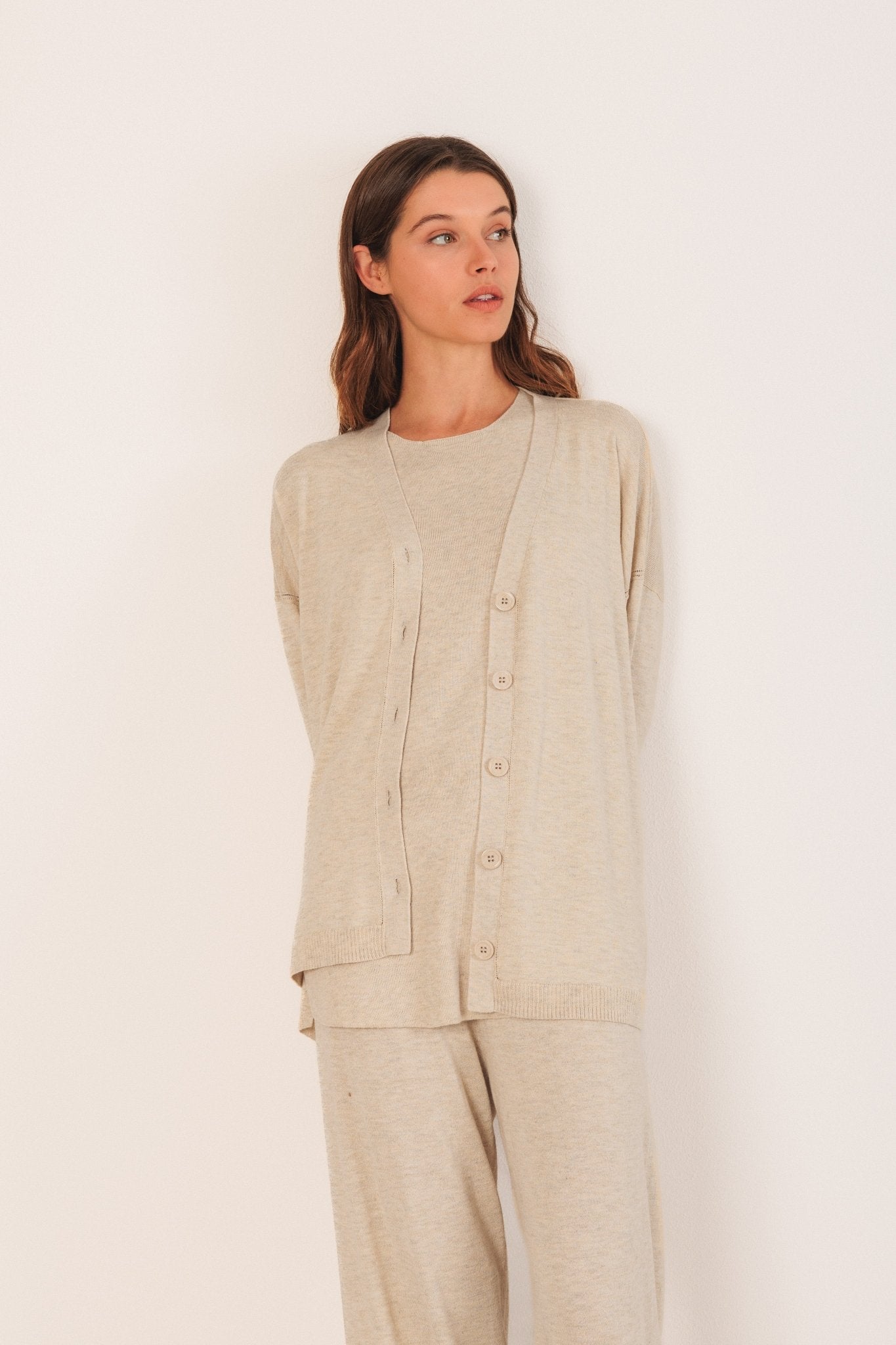 Shop Indi & Cold Seawool V - Neck Slouch Cardigan - Indi & Cold