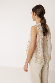 Shop Indi & Cold Sleeveless Cotton Shirt Ecru - Indi & Cold