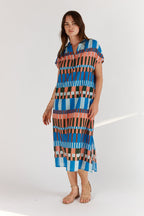 Shop Itami Cannes Capped Sleeve Multi Sundress - Itami