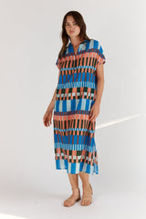 Itami Cannes Capped Sleeve Multi Sundress