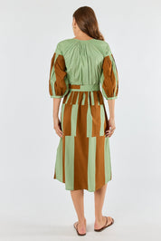 Shop Itami Cension Embroidered Kaftan Dress Khaki - Itami