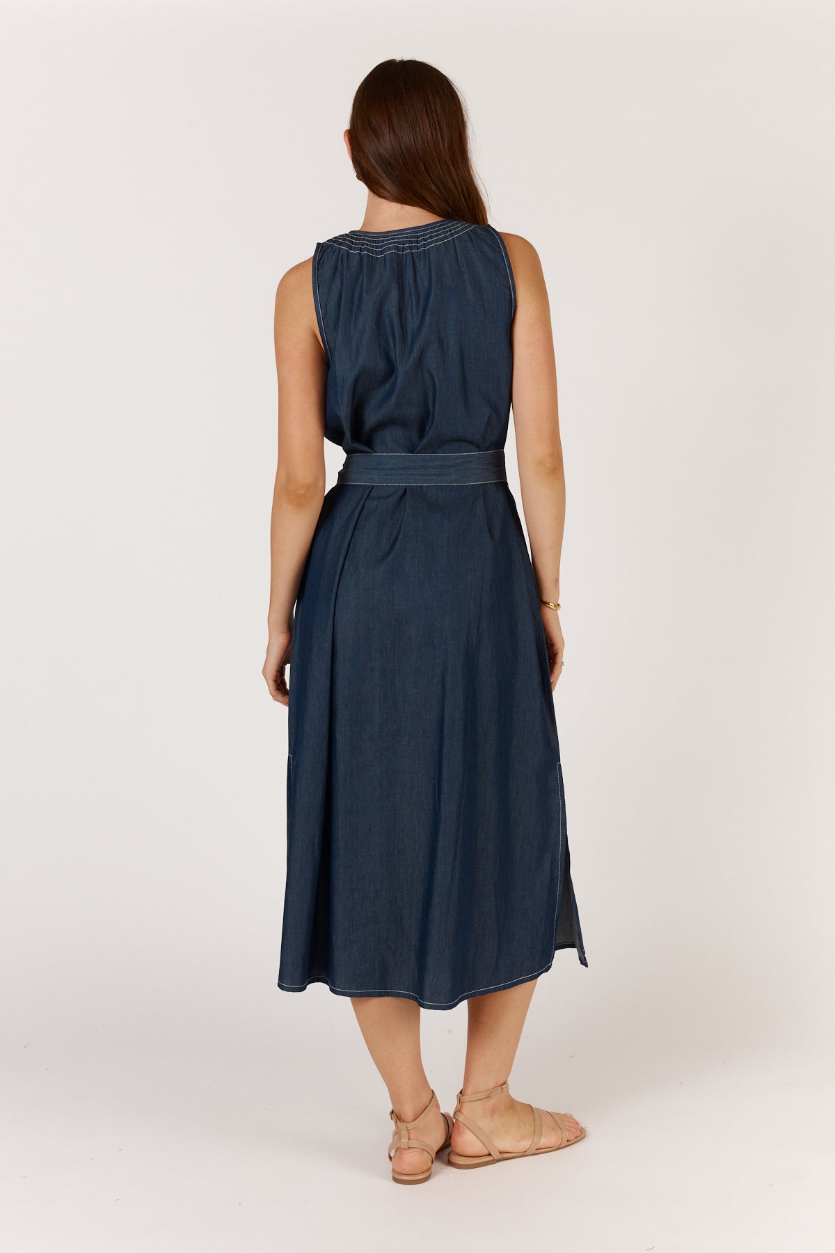 Shop Itami Denim Sleeveless Maxi Dress - Itami
