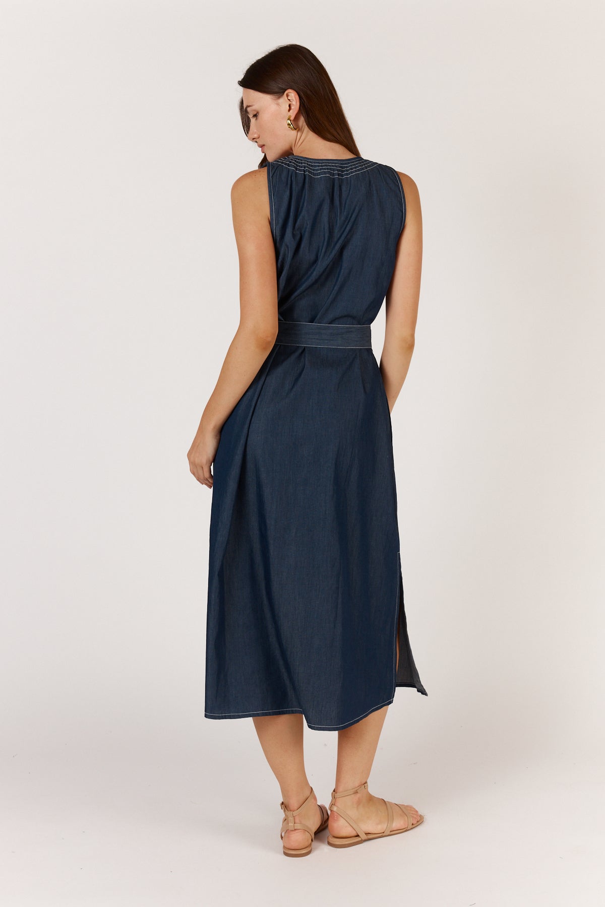 Shop Itami Denim Sleeveless Maxi Dress - Itami