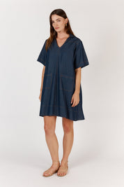 Shop Itami Denim V - Neck Dress - Itami