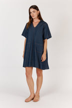 Shop Itami Denim V - Neck Dress - Itami