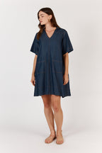 Shop Itami Denim V - Neck Dress - Itami