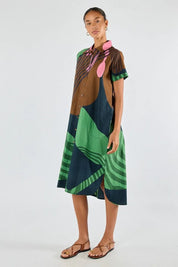 Shop Itami Papillon Cotton Button Midi Shirt Dress - Itami