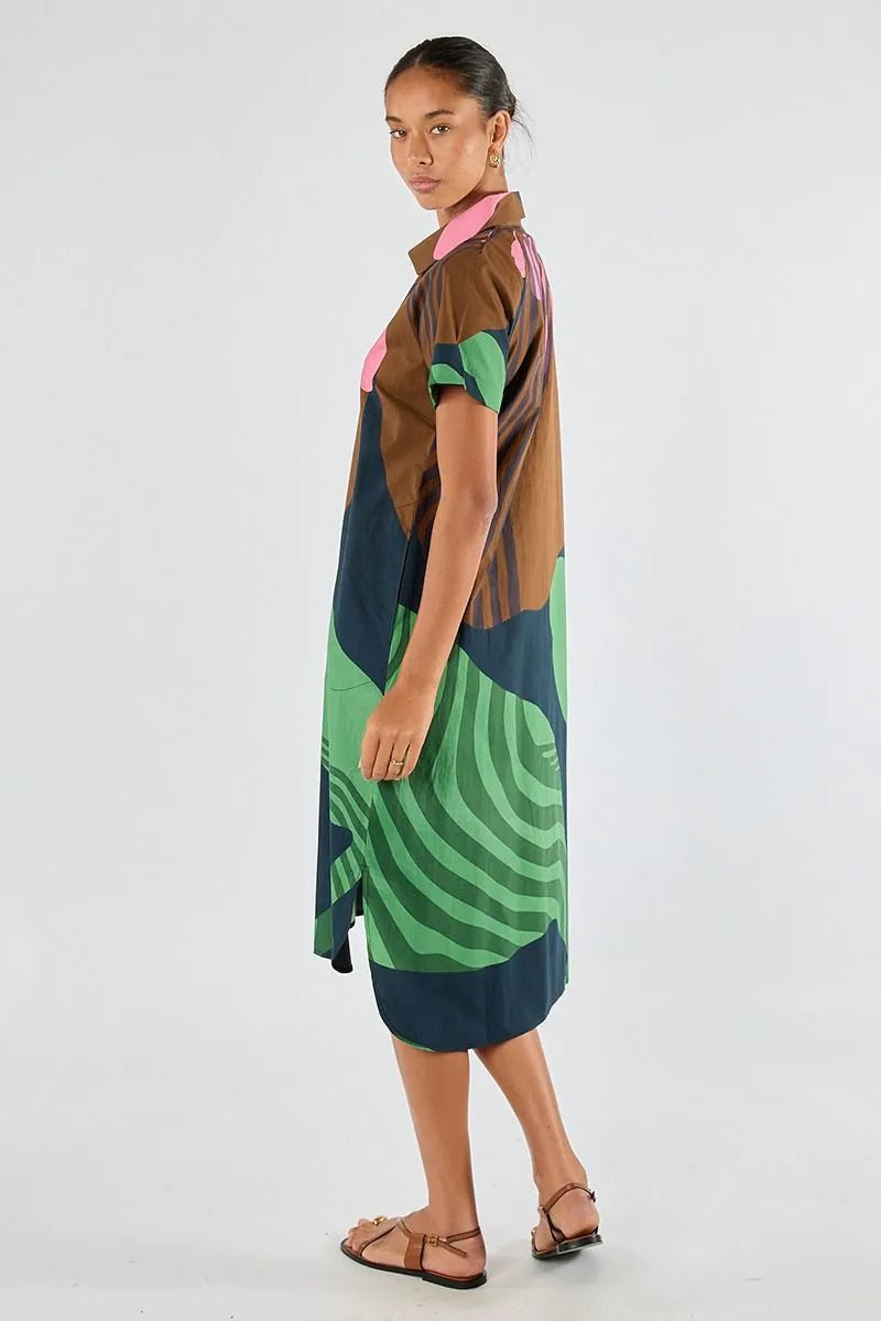 Shop Itami Papillon Cotton Button Midi Shirt Dress - Itami