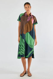 Shop Itami Papillon Cotton Button Midi Shirt Dress - Itami