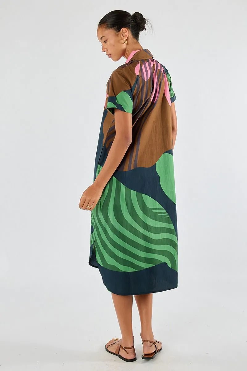 Shop Itami Papillon Cotton Button Midi Shirt Dress - Itami
