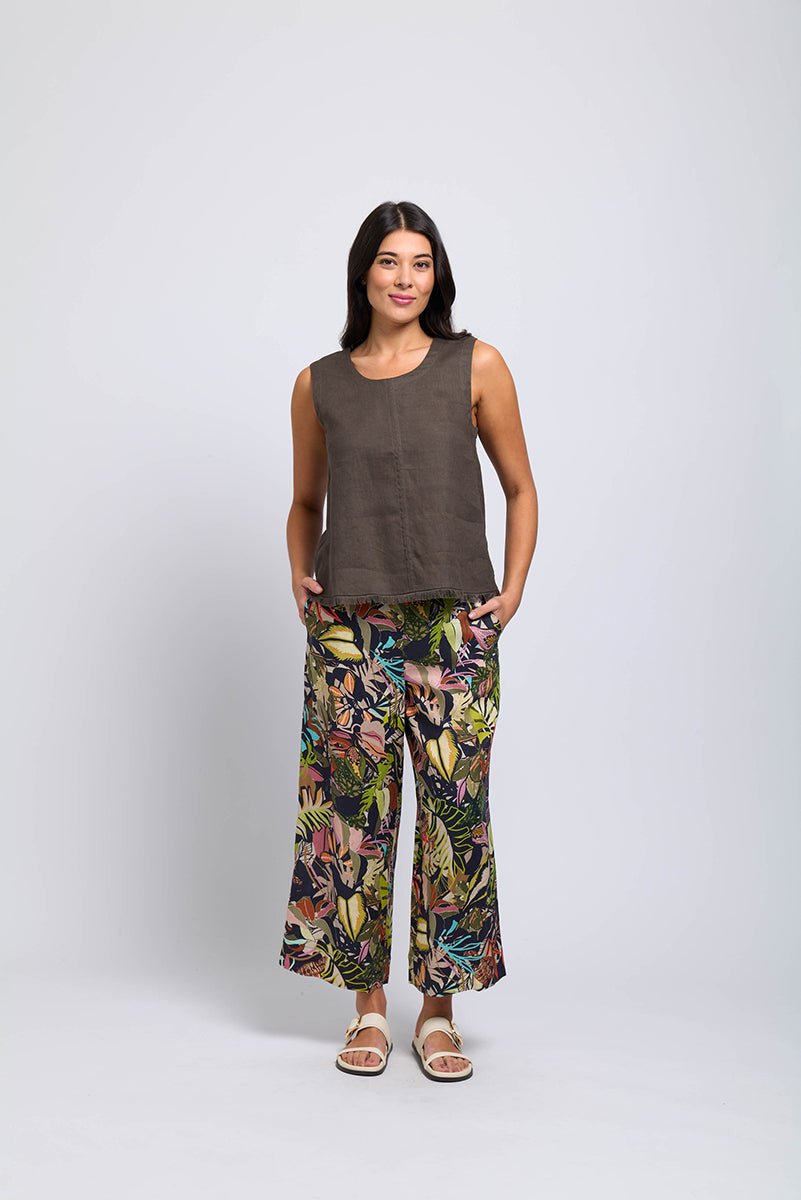 Shop It's Only Natural Linen Pant | Jungle Fever Print - Foil