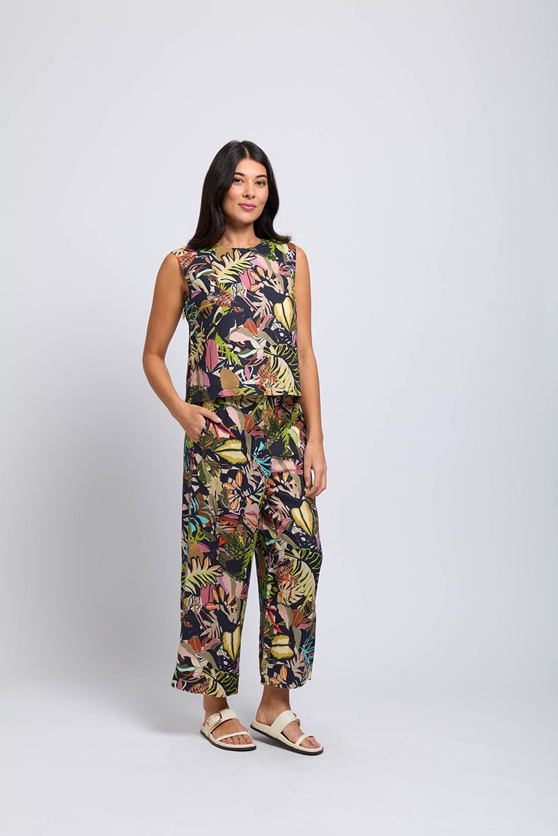 Shop It's Only Natural Linen Pant | Jungle Fever Print - Foil