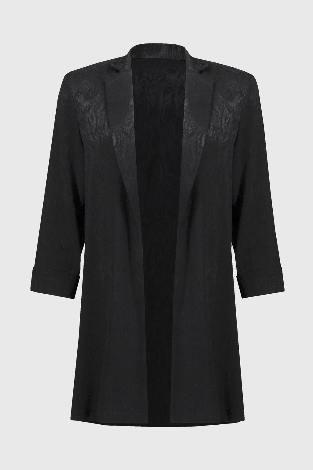 Shop Jacquard Long Blazer Style 244248 | Black Animal Print - Joseph Ribkoff