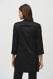 Shop Jacquard Long Blazer Style 244248 | Black Animal Print - Joseph Ribkoff