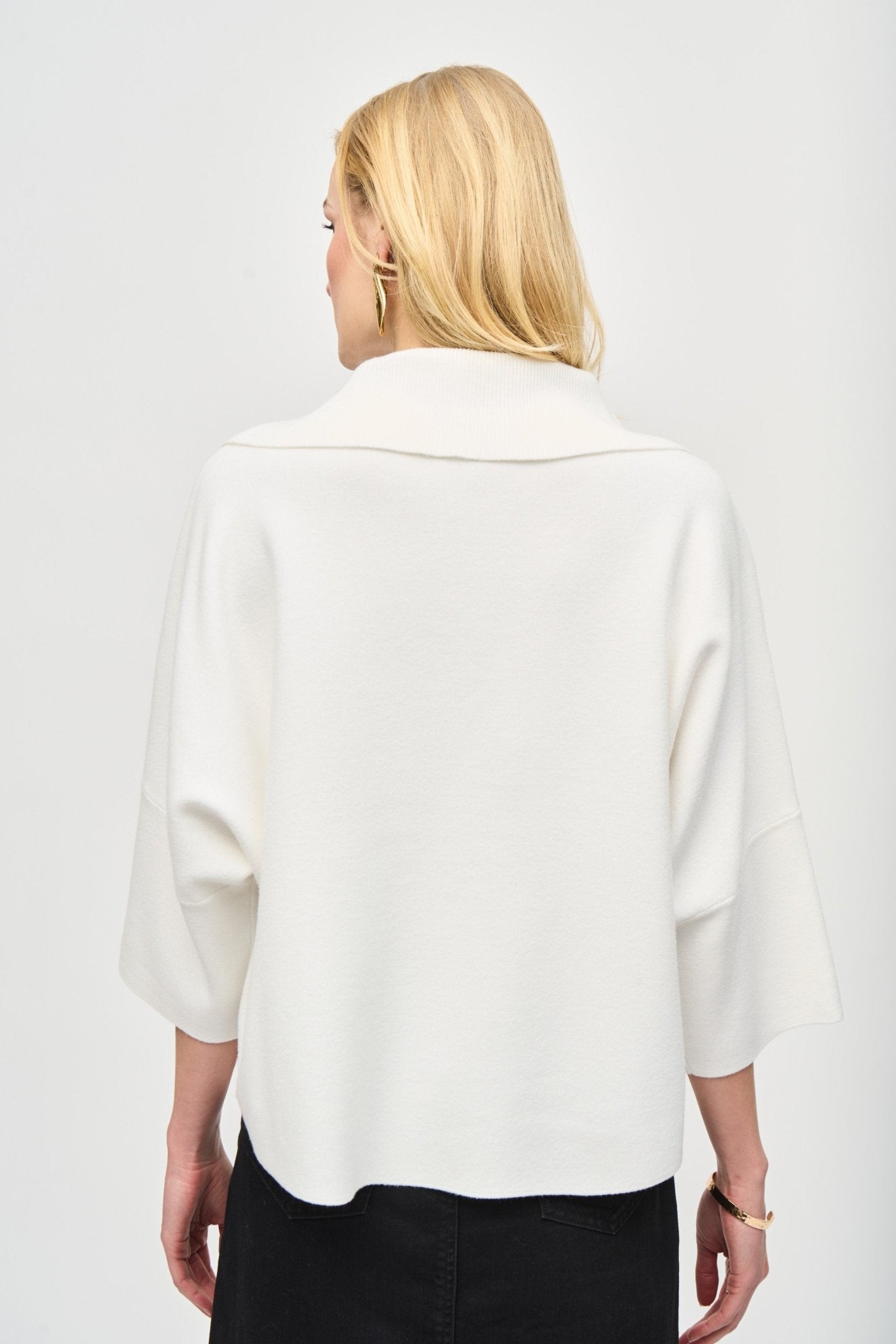Shop Jacquard Zipped Collar Sweater Style 243954│ Vanilla - Joseph Ribkoff