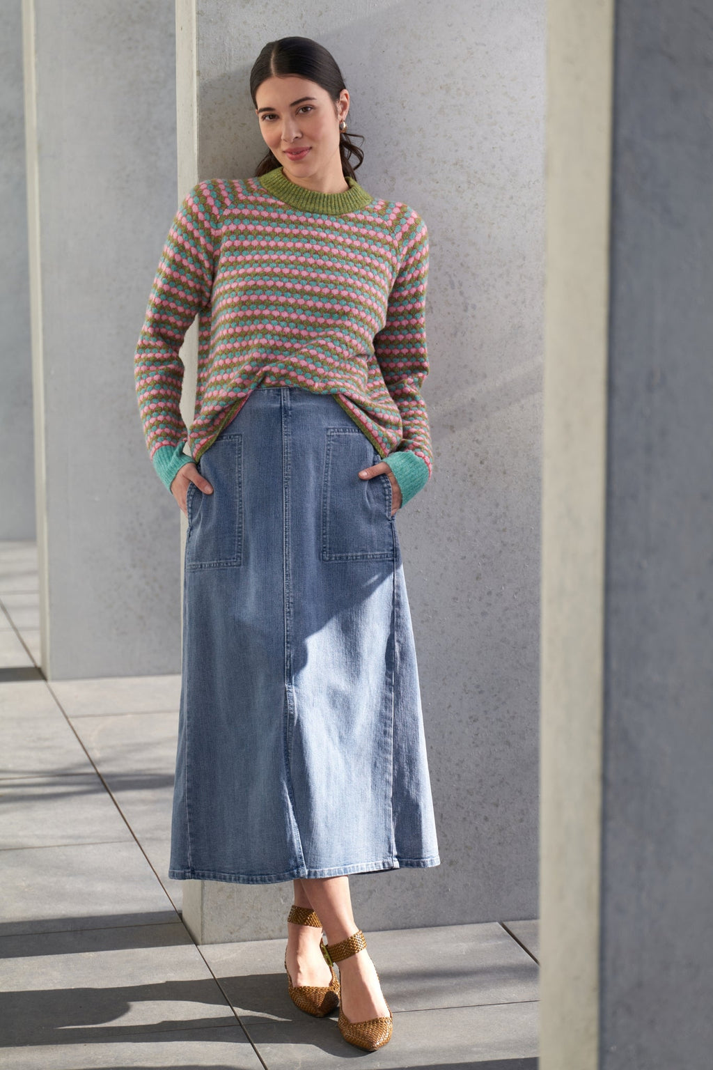 Shop Jean and Tonic Denim Skirt - Foil