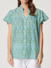 Shop Jess Cotton Top | Green Sport Print - Cake