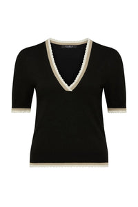 Shop Joelle Scallop Knit Top | Black - Cable Melbourne