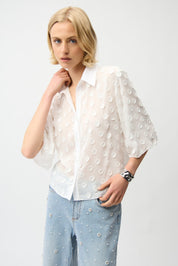 Shop Joseph Ribkoff 3D Dot Jacquard Boxy Blouse - Joseph Ribkoff