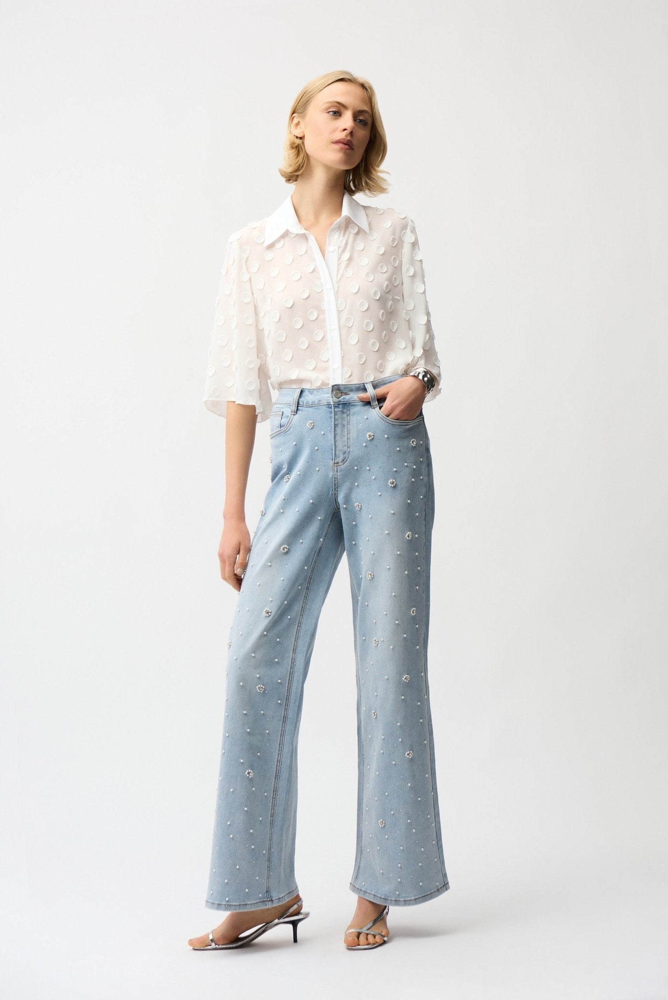 Shop Joseph Ribkoff 3D Dot Jacquard Boxy Blouse - Joseph Ribkoff