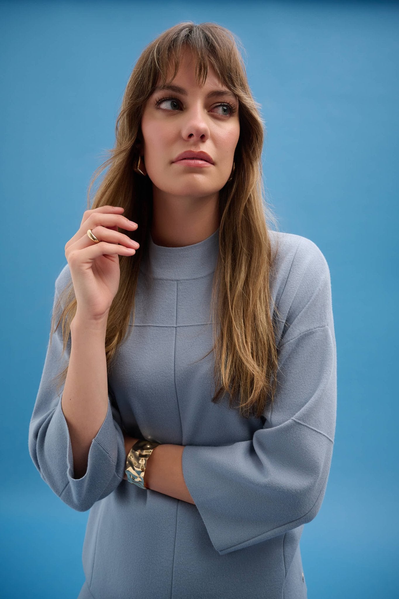 Shop Joseph Ribkoff Brushed Viscose Straight Sweater with Mock Neck 261981 - Joseph Ribkoff