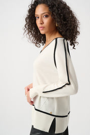 Shop Joseph Ribkoff Cashmere And Wool Contrast Trim Sweater - STELLA ROSE FASHIONS