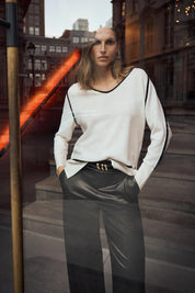 Shop Joseph Ribkoff Cashmere And Wool Contrast Trim Sweater - STELLA ROSE FASHIONS