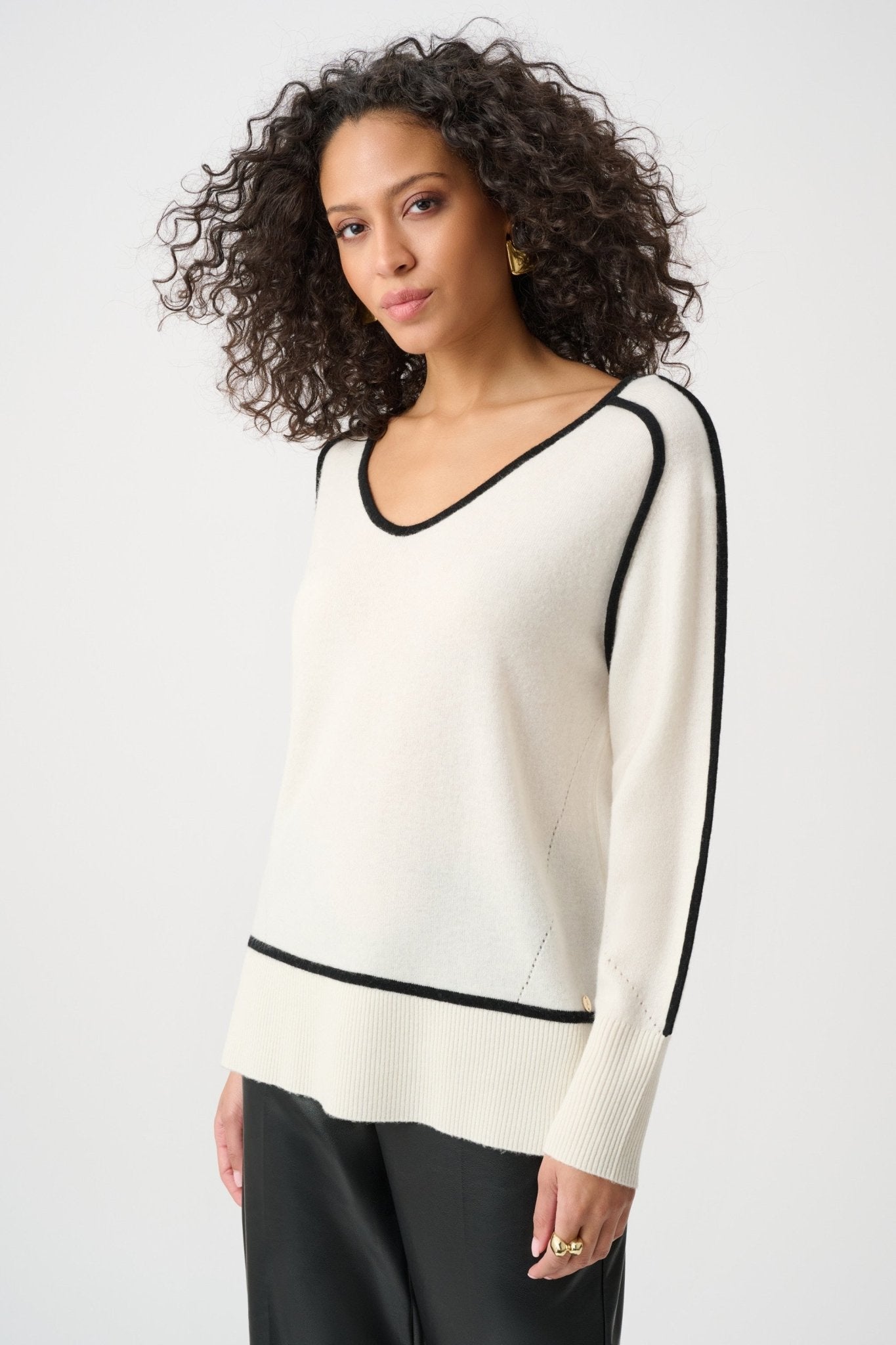 Shop Joseph Ribkoff Cashmere And Wool Contrast Trim Sweater - STELLA ROSE FASHIONS