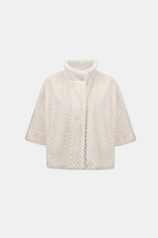 Shop Joseph Ribkoff Chevron Faux Fur Cape - Style Jacket - Joseph Ribkoff