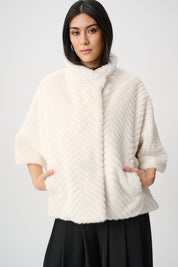 Shop Joseph Ribkoff Chevron Faux Fur Cape - Style Jacket - Joseph Ribkoff
