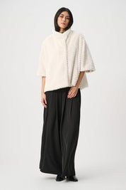 Shop Joseph Ribkoff Chevron Faux Fur Cape - Style Jacket - Joseph Ribkoff