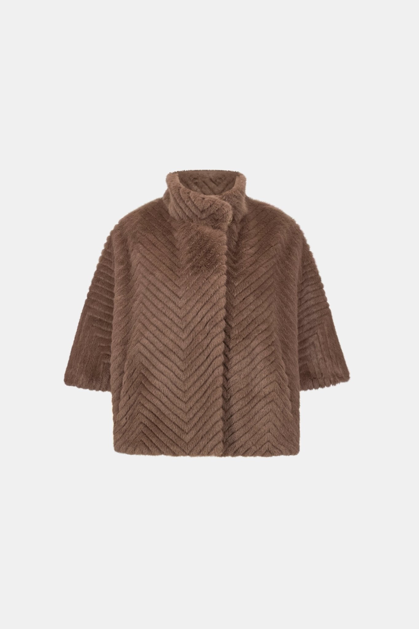 Shop Joseph Ribkoff Chevron Faux Fur Cape - Style Jacket - Joseph Ribkoff