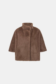 Shop Joseph Ribkoff Chevron Faux Fur Cape - Style Jacket - Joseph Ribkoff