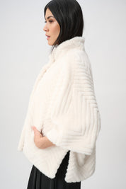 Shop Joseph Ribkoff Chevron Faux Fur Cape - Style Jacket - Joseph Ribkoff
