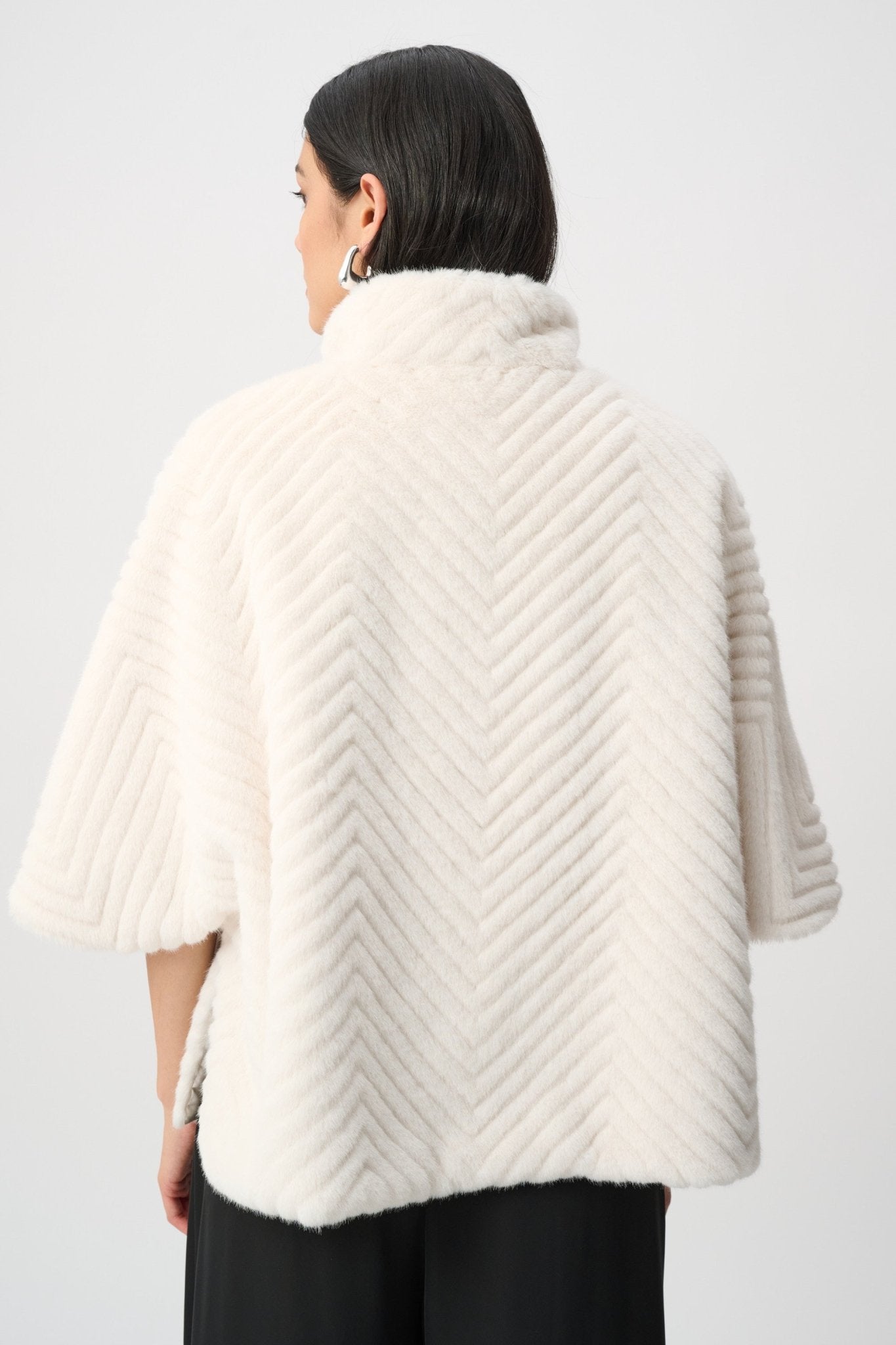 Shop Joseph Ribkoff Chevron Faux Fur Cape - Style Jacket - Joseph Ribkoff