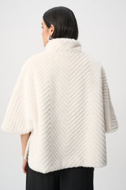 Shop Joseph Ribkoff Chevron Faux Fur Cape - Style Jacket - Joseph Ribkoff
