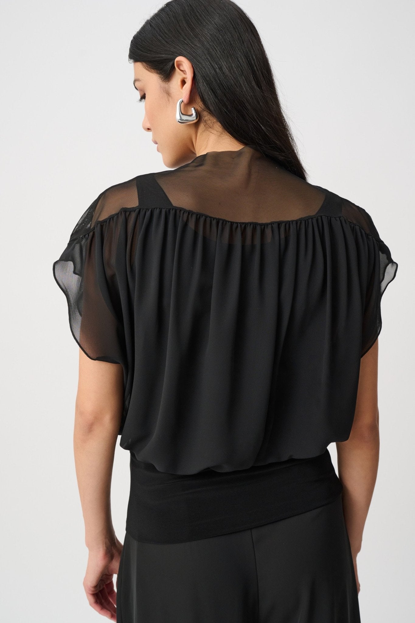 Shop Joseph Ribkoff Chiffon & Silky Knit Blouson Top - Joseph Ribkoff