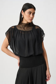 Shop Joseph Ribkoff Chiffon & Silky Knit Blouson Top - Joseph Ribkoff