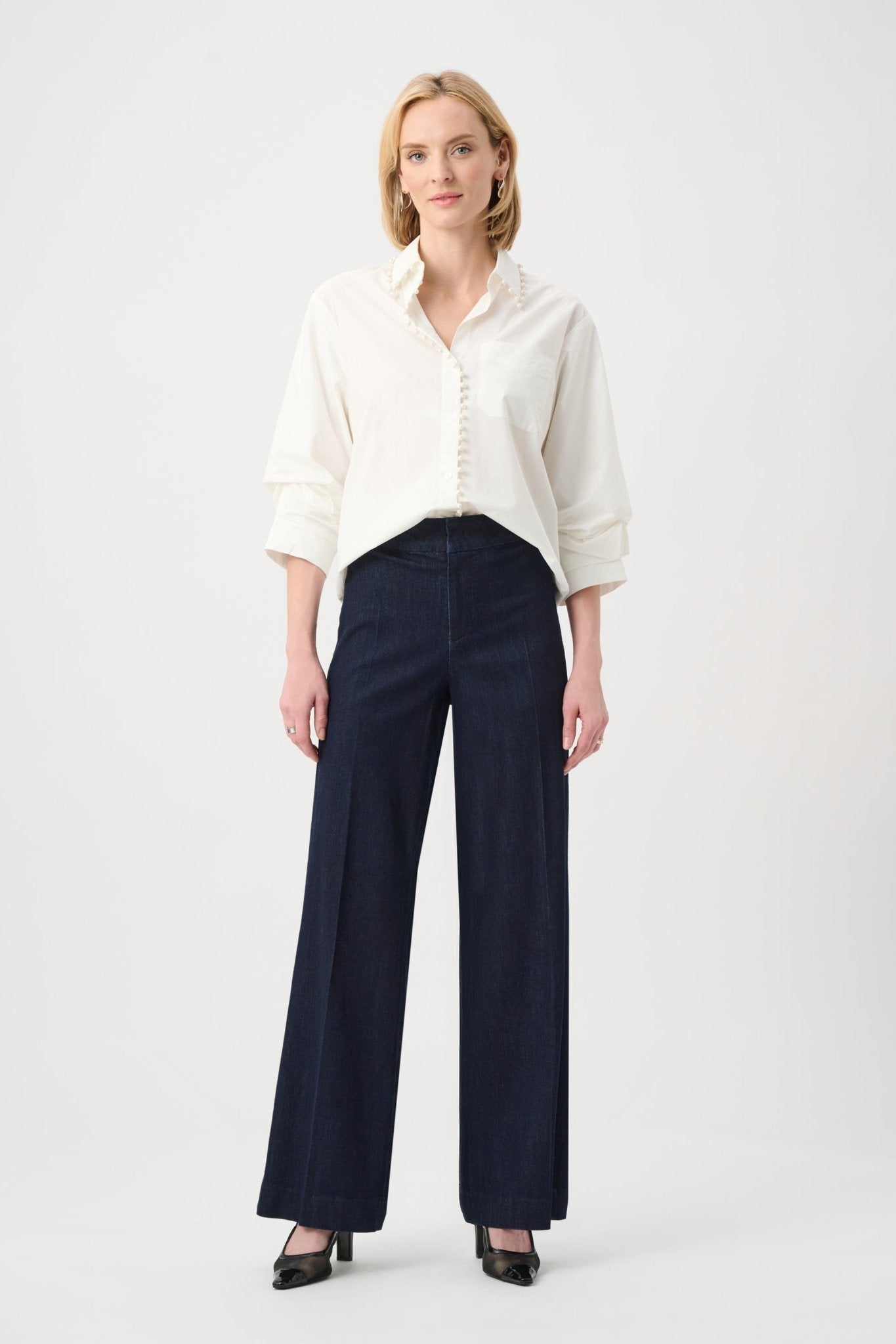 Shop Joseph Ribkoff Chloe | Stretch Denim High - Rise Wide Leg Jeans - Joseph Ribkoff
