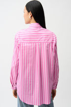 Shop Joseph Ribkoff Cotton Stripe Blouse With Rhinestones - Joseph Ribkoff
