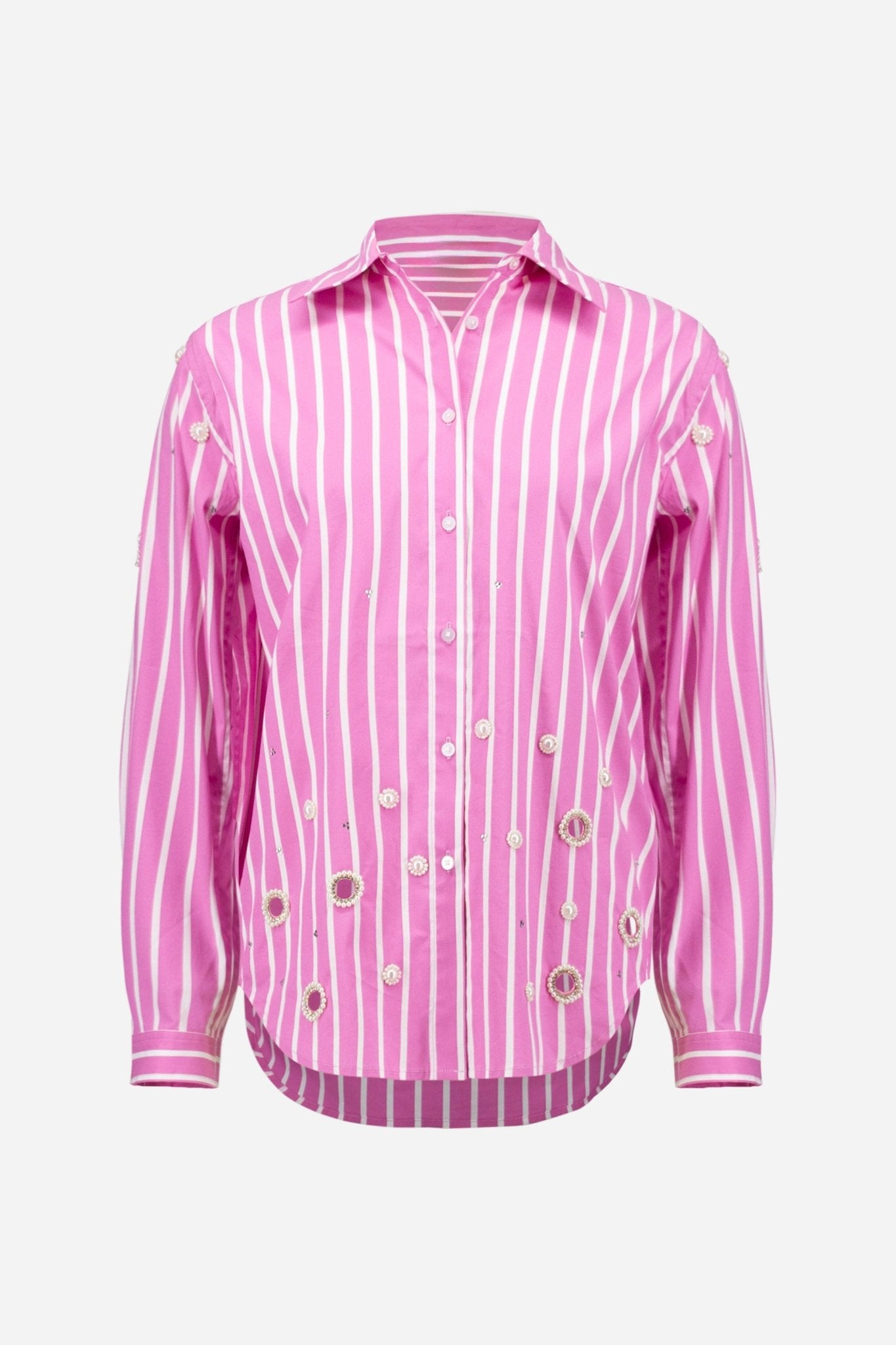 Shop Joseph Ribkoff Cotton Stripe Blouse With Rhinestones - Joseph Ribkoff